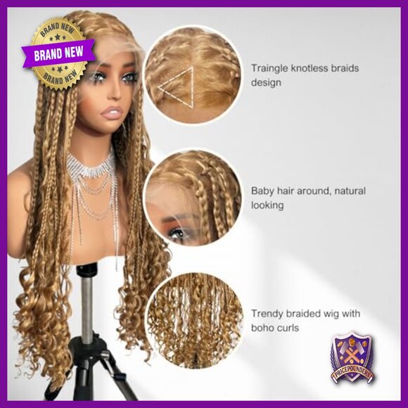 32 Inch Full Lace Synthetic Wig Knotless Braids Boho Goddess Style main image 5